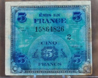 未使用 1944年 フランス 軍票 France 2 フラン francs 紙幣 2 Francs 1944, France WW2 Military banknote, 2 DEUX Francs ! | eBay
