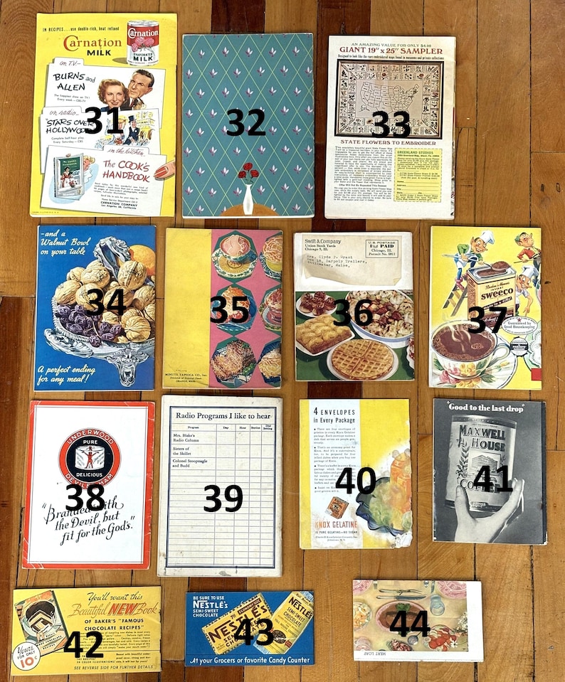 Antique Cookbook/Baking Recipes With Over 40 Different Books!!! - Vintage Recipe Book - Easy Vintage Classic Recipe Booklets