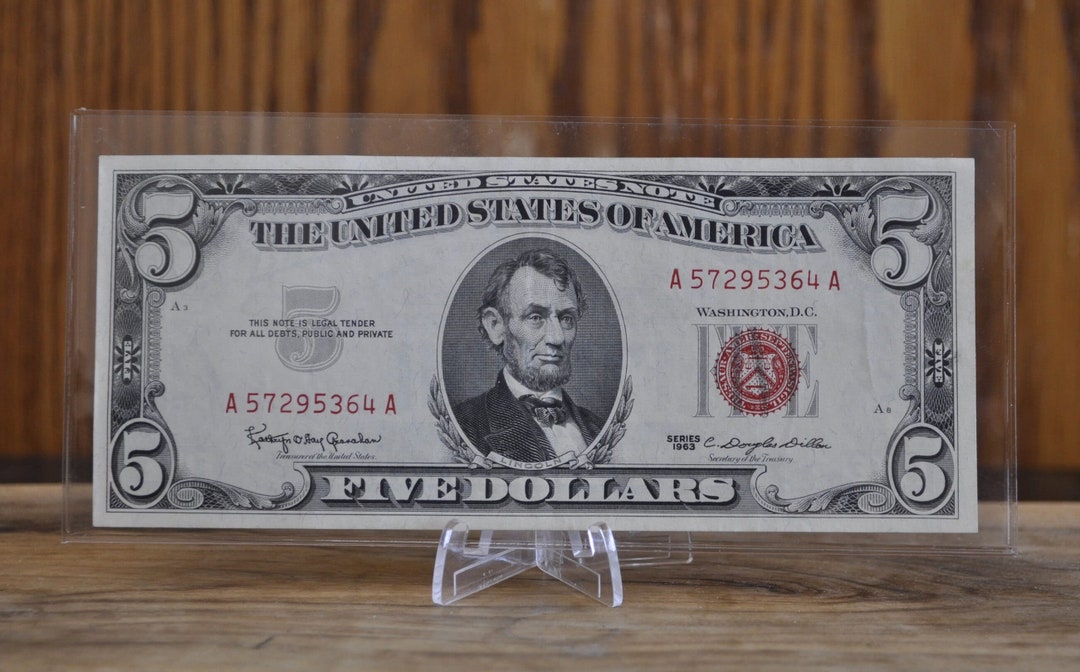 1963 5 Dollar United States Note Red Seal Fine to AU Choose by Grade 5 ...