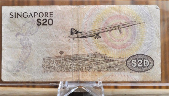 1979 年 (ND) シンガポール 20 ドル紙幣 - キバタンタイヨウチョウ