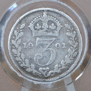 1901-1912 Great Britain Silver 3 Pence Silver - F/VF/XF Details / Conditions -King George -UK 3 Pence Great Britain Three Pence 92.5% Silver