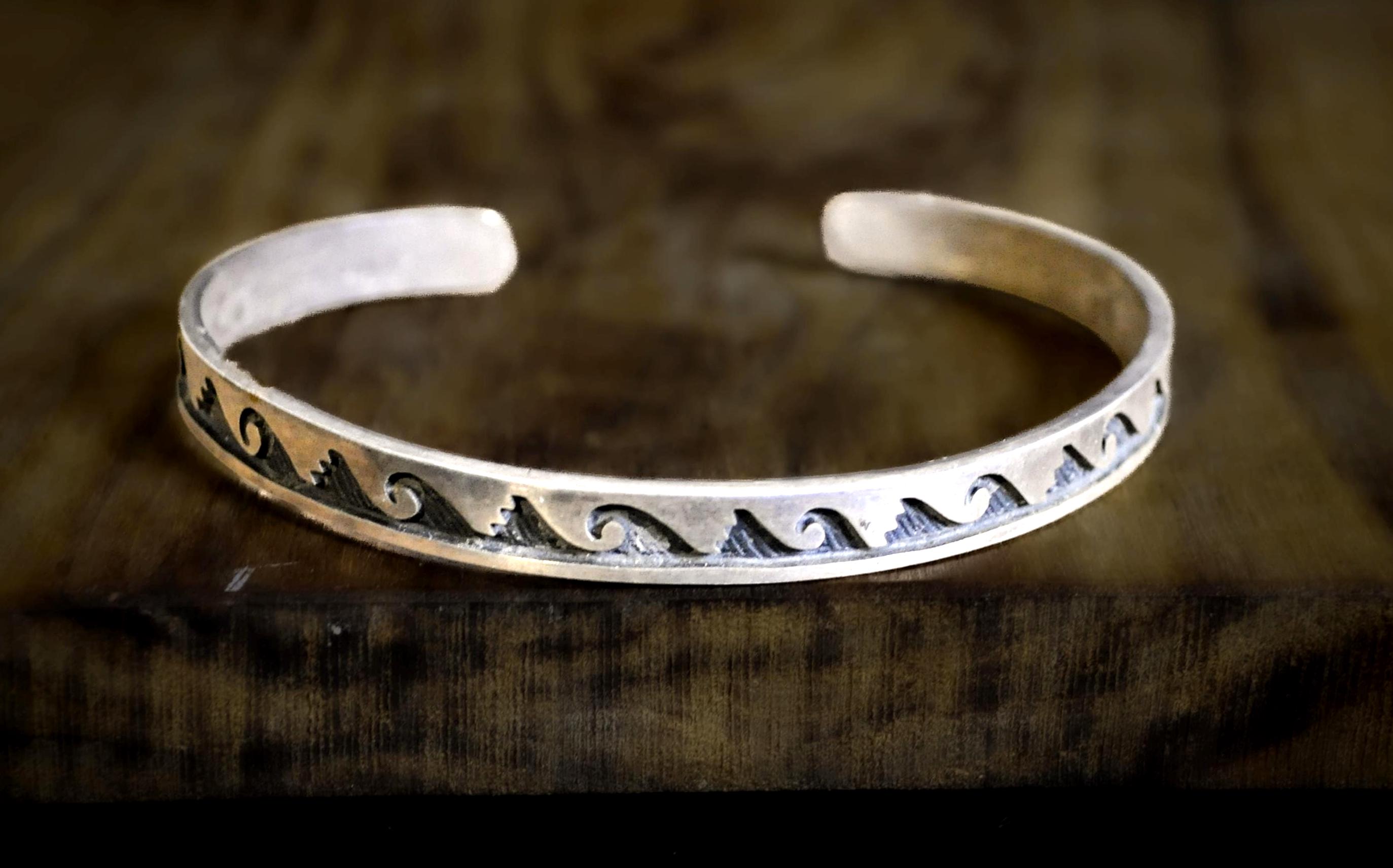 アクセサリー Navajo Wave Sterling Bangle Navajo Wave - Etsy