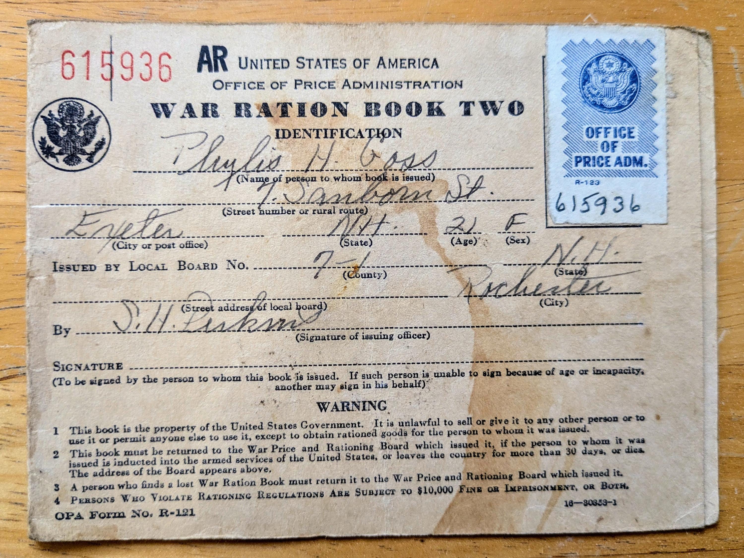 1942 World War II Ration Book No. 2 Without Stamps - Empty Booklet ...