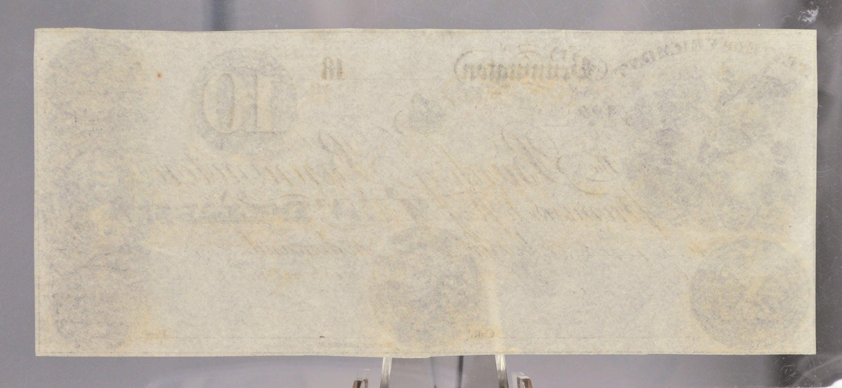1800s Bank of Bennington 10 Dollar Obsolete Note - Vermont Obsolete ...