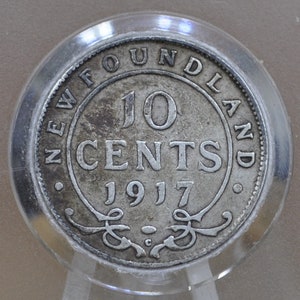 1917 Newfoundland Ten Cent - Very Fine Plus Grade / Condition - Low Mintage Coin - Ten Cents Newfoundland 1917