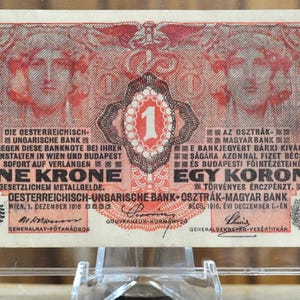 1916 Austria-Hungary 1 Krone Note - World War 1 Austria-Hungary Note - 8 Languages Issue - 1916 Austria-Hungary One Krone Note - P#20
