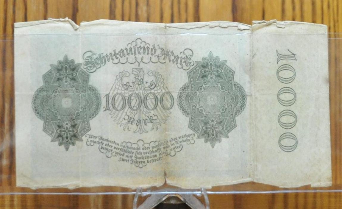 1922 年 10,000 マルク ドイツ紙幣 - ライヒスバンクノート - 初発行