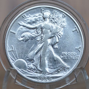 1936-S Walking Liberty Silver Half Dollar - F-Vf (Fine To Very Fine) Grade - San Francisco - 1936S Liberty Walking Half Dollar 1936 S Wlh