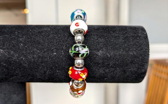 Symmetrical Angela Moore Stainless Steel Murano Glass Bracelet - Murano Glass Bracelet - Angela Moore Murano Glass Bracelet