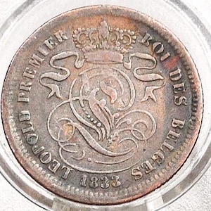 1833 Belgian 2 Centimes - F/VF, Great Detail - Leopold I - 1833 Belgium 2 Cents, Incredible Coin for a collection, Rare Year