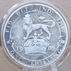 1905 Great Britain 1 Shilling, Key Date, Low Mintage, VG, UK One Shilling 1905 - 1 Shilling 1905 Sterling Shilling UK