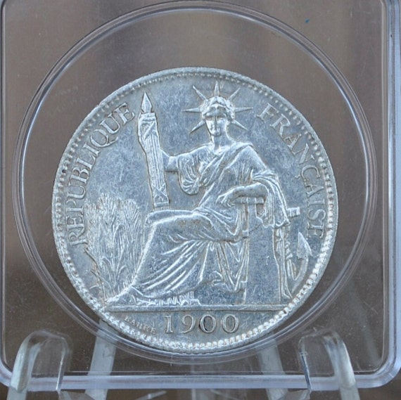 INDO CHINE FRANCAISE 1セント 1925年 1900 French Indo-china 20 Cents - AU (about Uncirculated) Grade