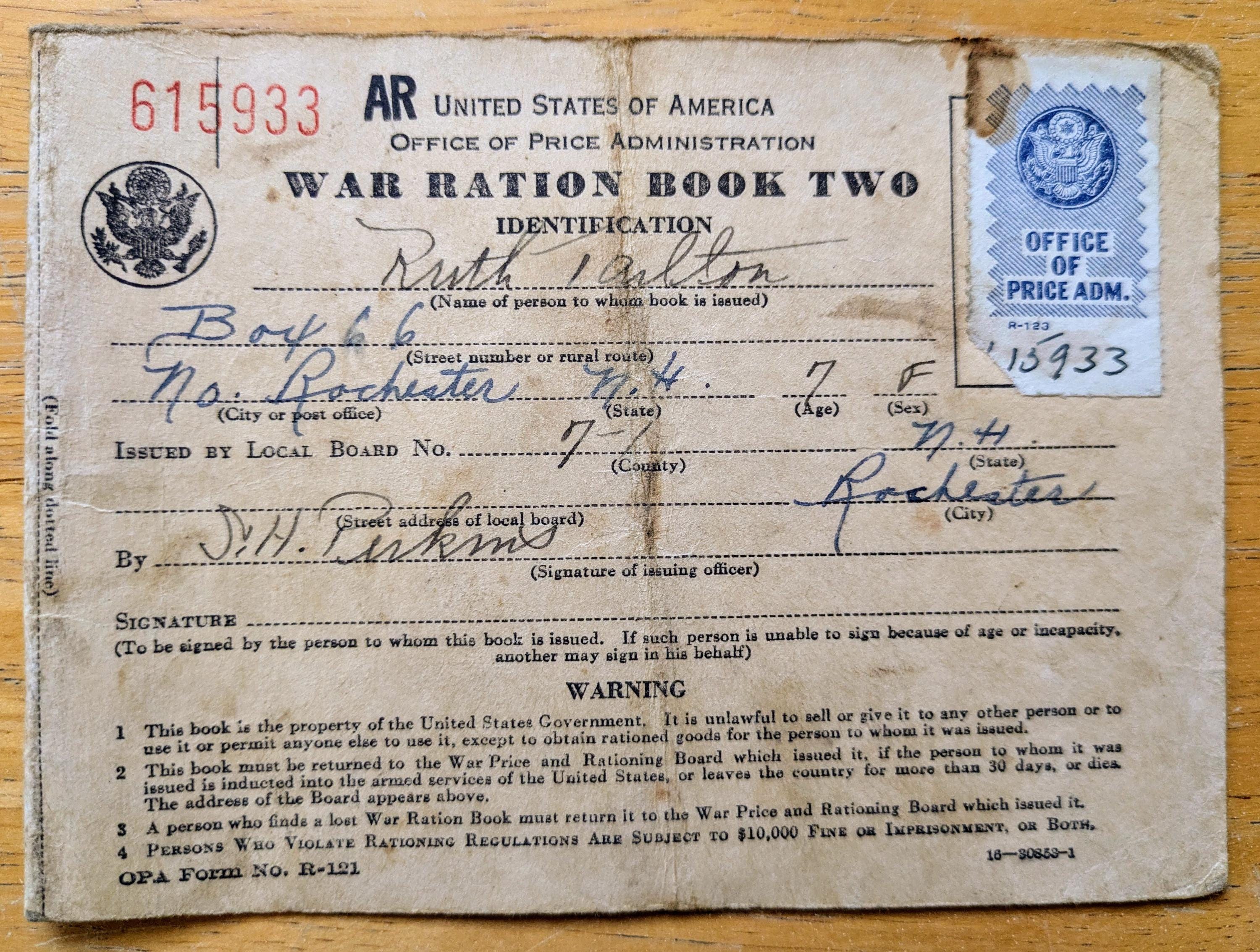 1942 World War II Ration Book No. 2 Without Stamps - Empty Booklet ...