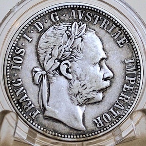 1887 Silver Austria One Florin - Fine/Very Fine Condition - Old Austrian Coin - Franz Joseph I - 1887 Florin -