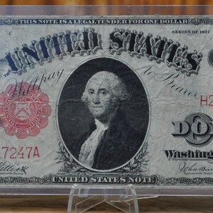 1917 1 Dollar Bill Legal Tender - VF (Very Fine) Grade / Condition - 1917 Horse Blanket Note 1 Dollar Bill Large 1917 Fr#37 / Fr.37