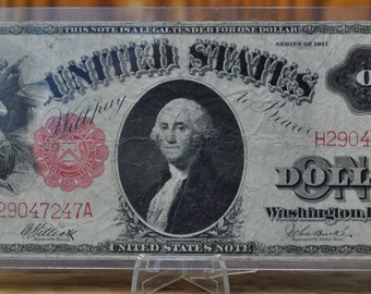1917 US One Dollar Bill Note Currency Money With George Washington