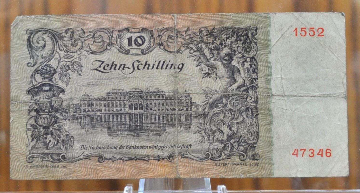 1950 年オーストリア 10 シリング紙幣 - 初発行 - 乗馬学校発行 - VF