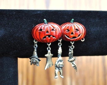 JJ Jonette Jewelry 'Orange Pewter Jack-O-Lantern' Pin