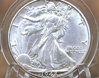 1942 Walking Liberty Silver Half Dollar - VF-BU (Very Fine to Uncirculated) Grade -Philadelphia- 1942 P Half Dollar, Great Mint Luster