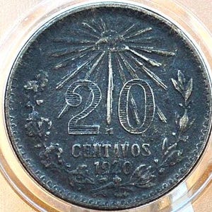 1921 年特別発行 20 ペソ硬貨。メキシコ独立 200 周年記念コイン