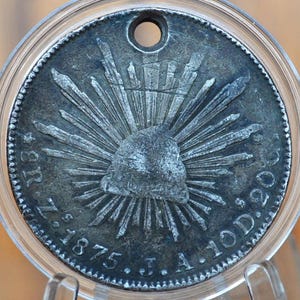 1875 Zs J A Silver 8 Reales Mexico - VF+ - Mexican Eight Reales 1875 Silver Mexican Coin - Mexico Second Republic - 1875 8 Reales ZS JA
