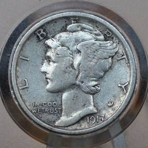 1917-S Mercury Silver Dime - Choose By Grade - San Francisco Mint - 1917 S Winged Liberty Head Dime - Silver Us Dime 1917 S Mercury