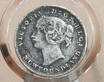 1881 ニューファンドランド 5 セント銀貨、希少コイン、わずか 40,000