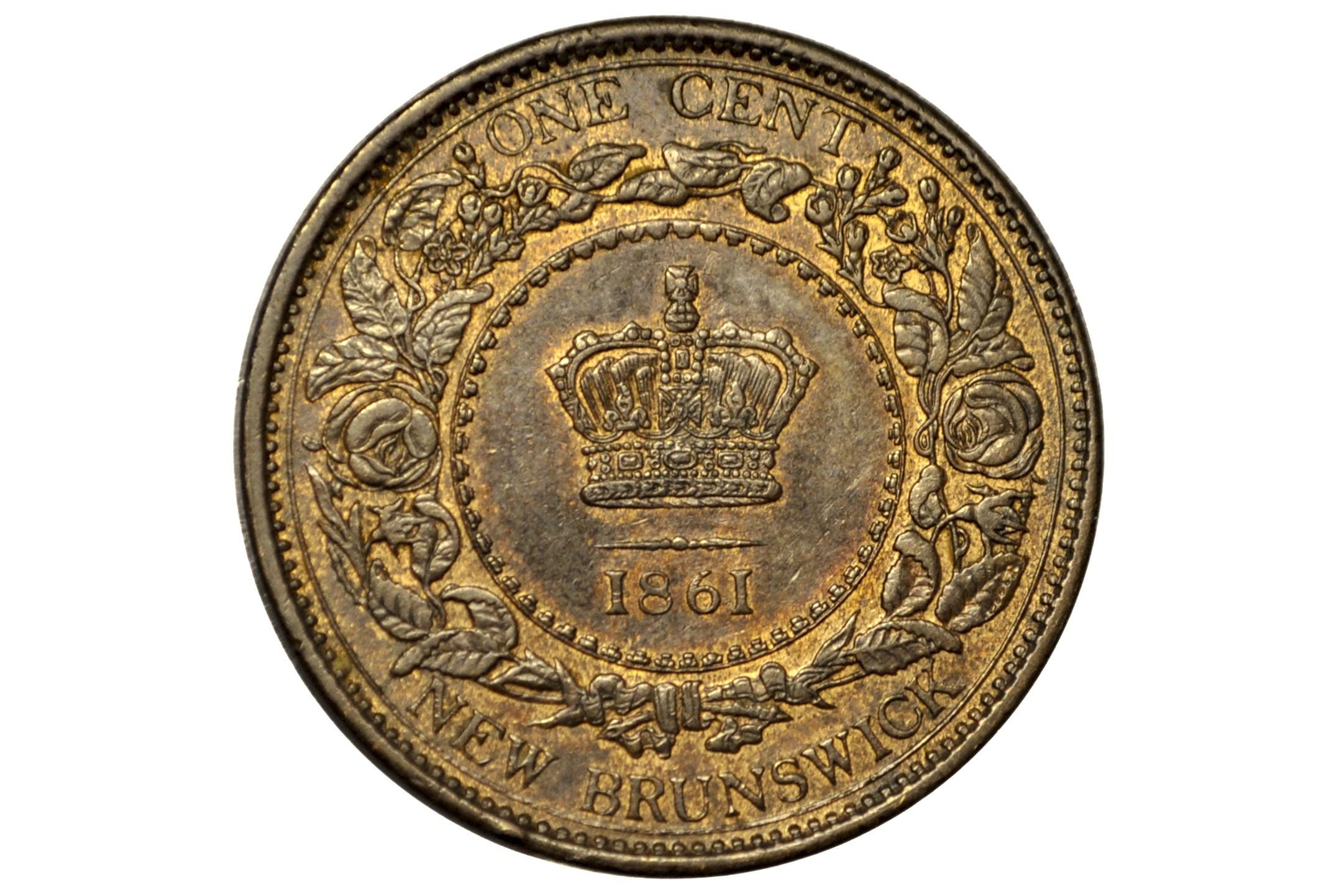 独特の色合い 1861年(165年前) ニューブランズウィック州の1セント銅貨 1861-1864 ニューブランズウィックセント - 発行年とグレードで選ぶ