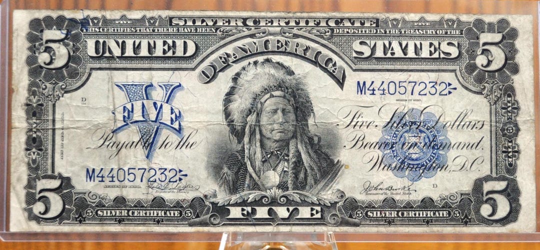 1899 5 Dollar Silver Certificate Chief Note VF (very Fine) Grade