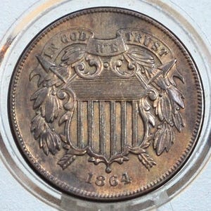 1864 Two Cent Us Coin - Choose by Grade / Condition - Civil War Era Coin - 1864 Us 2 Cent Coin 1864 Large Motto, United States 2 Cent Coin