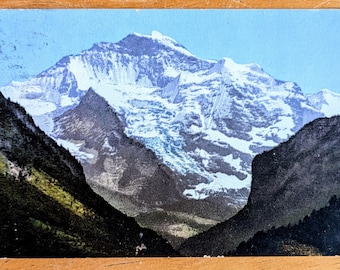 1908 Interlaken Die Jungfrau Suisse R. Gabler Photographer Carte postale - Cachet de la poste 1908 - Ancienne carte couleur des Alpes suisses