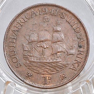 1941 South Africa 1 Penny UK Issue - Great Condition - George VI - Great Coin for a Collection -