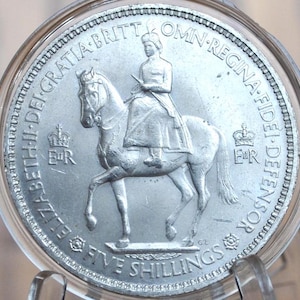 1953 5 Shillings Coronation of Queen Elizabeth II Commemorative Crown - Choice Uncirculated, Five Shillings 1953 - Great Design