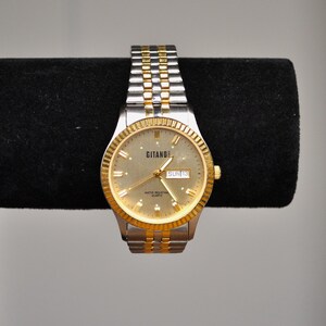 Stunning Gitano Gold and Silver Tone Day & Date Indicator Analog Watch - Working - Expansion Band - Water Resistant