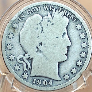 1904-O Barber Half Dollar - VG (Very Good) Grade / Condition  - 1904O  Barber Silver Half Dollar 1904 New Orleans Mint - Better Date