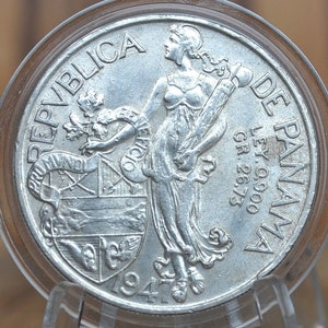 1947 Panama 1 Balboa - AU, Great Mint Luster, Silver, Only 500,000 Made! High Grade Scarce Coin, Balboa 1947 Panama