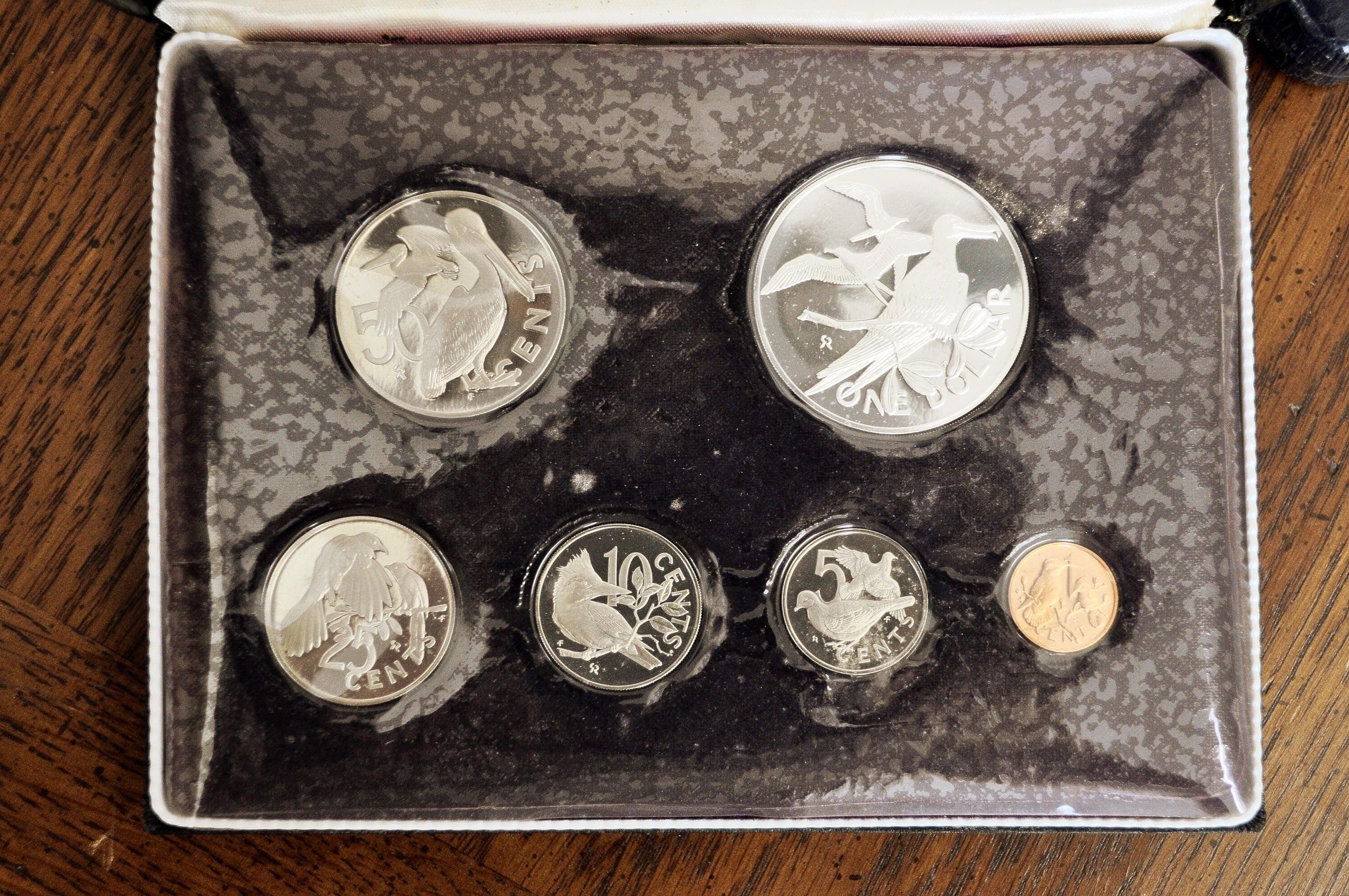 英領ヴァージン諸島 シルバープルーフダラ 1974年 1974年イギリス領ヴァージン諸島貨幣プルーフセット（真正証明書付き