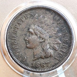 1867 Indian Head Penny - Key Date - Choose by Grade / Condition - Civil War Era Coin - 1867 Cent