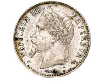 1867年 フランス 20 サンチーム - 銀貨 - ナポレオン3世 フランス 20