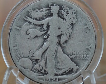 1921-S Walking Liberty Silver Half Dollar - G (Good) -Key Date- San Francisco Mint- 1921 S Wlh - Half Dollar 1921S Liberty Walking Half