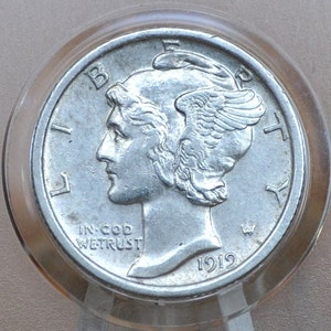 1919 Mercury Silver Dime - Choose by Grade / Condition - Philadelphia Mint - 1919 P Winged Liberty Head Silver Dime 1919 P