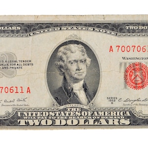 1953B Fancy Repeat Pattern Serial 2 Dollar Note - 70070611 - 1953-B Two Dollar Cool Serial Legal Tender Note - Fr#1511