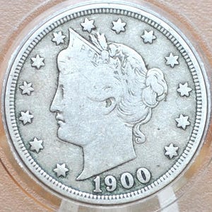 1900 Liberty Head Nickel - Choose by Grade / Condition - V Nickel 1900 - Barber Design - Old, Collectible US Coin