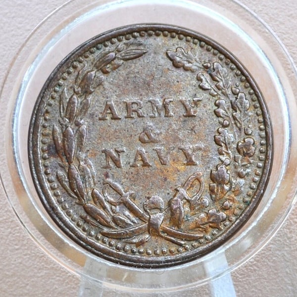 1863 Civil War Token - Army and Navy - Great Condition - Higher Grade - Civil War Tokens - The Federal Union It Must and Shall Be Preserved