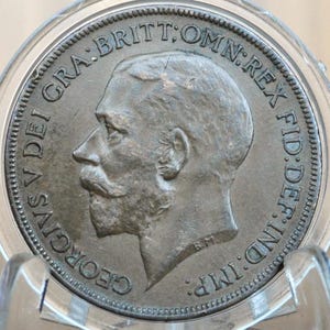 1921 Great Britain One Penny - AU (About Uncirculated) Grade / Condition - UK Large Penny 1921 - King George 1 Penny, Bronze, UK penny 1921