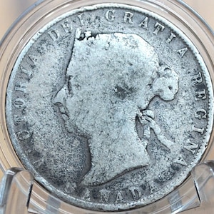 RARE 1901 Canadian 50 Cent Coin - VG/VG+ Grade / Condition - Low Mintage, Only 80,000 Made - Queen Victoria