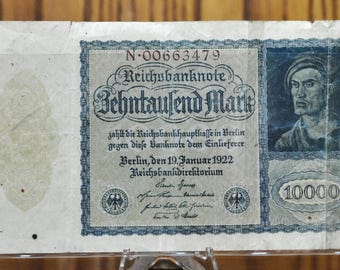 1922 年ドイツ帝国紙幣 10,000 マルク小額紙幣、未流通紙幣 - Etsy 日本