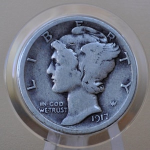 1917-D Mercury Silver Dime - Choose By Grade - Denver Mint - 1917 D Winged Liberty Dime Silver Dime Mercury 1917D