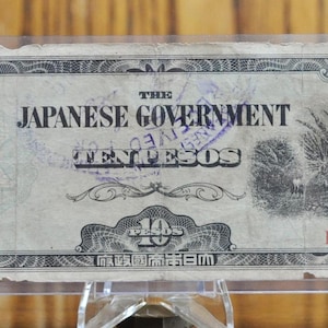 1942 Philippines Japanese Government 10 Pesos Note- Occupied Philippines, Choice Stamped / Blank - 1942 Philippines Ten Peso Note - P#108