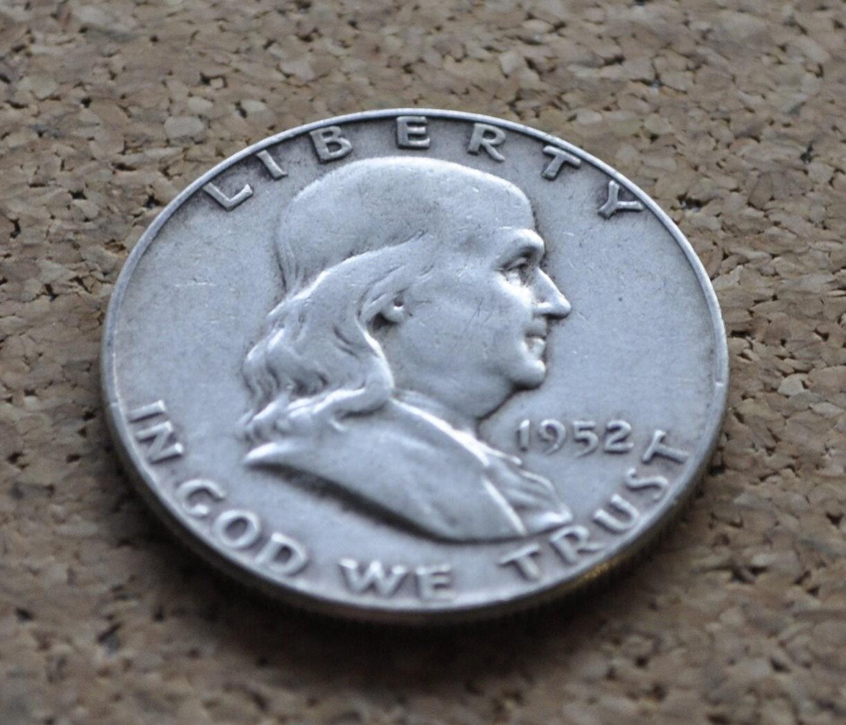 1952年製造のフランクリンハーフダラー銀貨 1952年フランクリン銀貨ハーフダラー、P、D、Sミント - ミントと